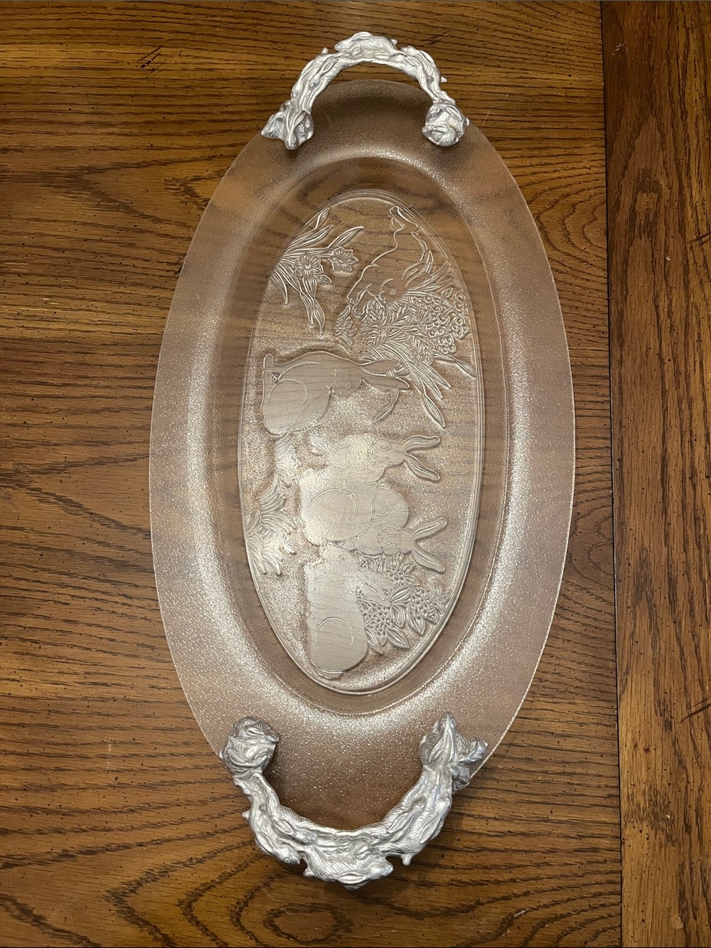 Decorative Metallic Silver and Acrylic Serving Tray